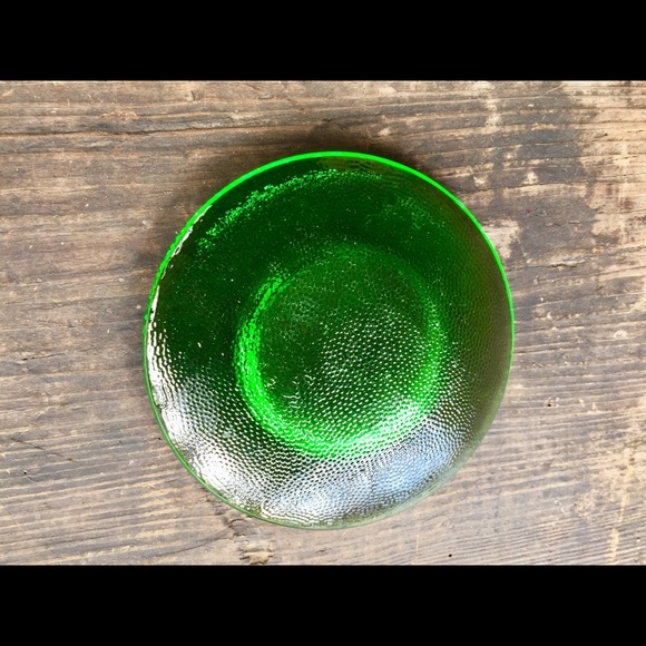 MCM Disc Shape Green Glass Stipled Candleholder - Picture 6 of 11